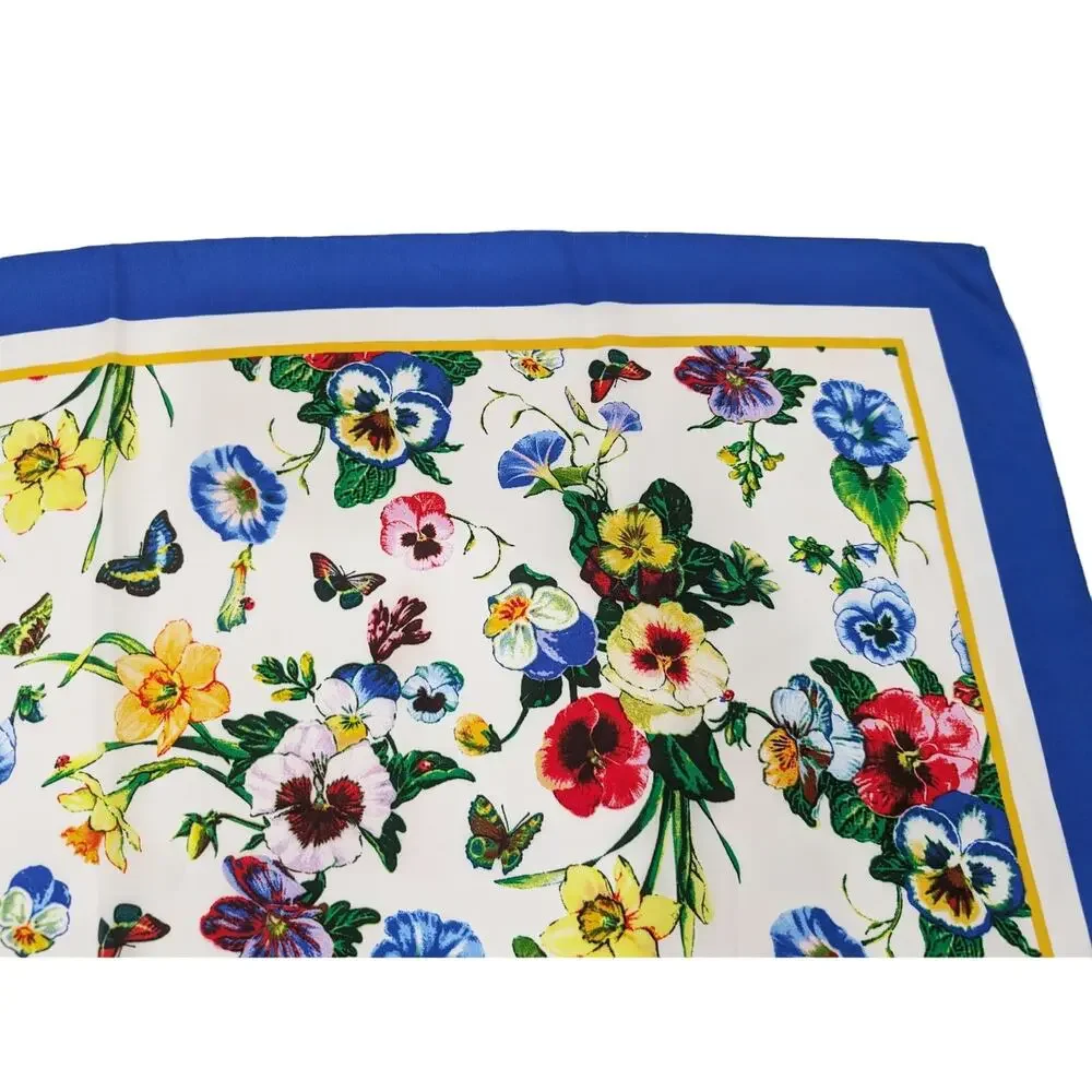 Louis Dell'Olio Scarf Floral Print Square Colorful Foulard Hair Neck